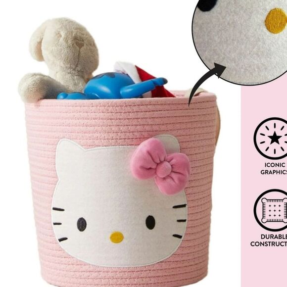 Hello Kitty Bow Rope Decorative Storage Bin- Pink - Picture 8 of 16